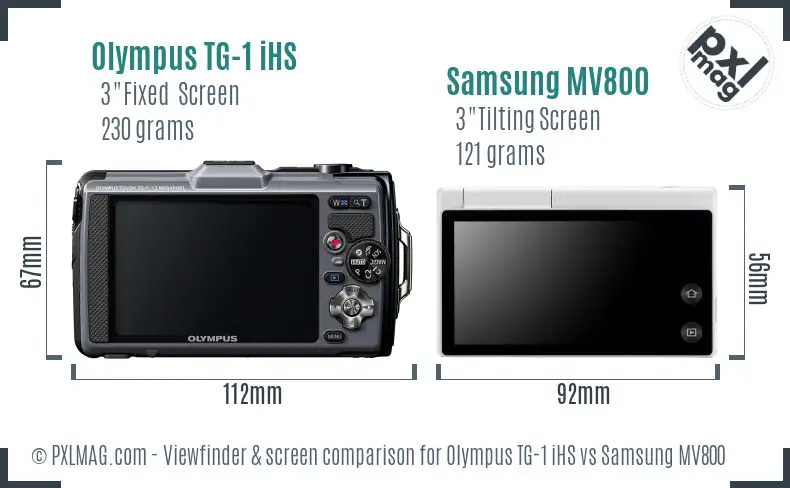 Olympus TG-1 iHS vs Samsung MV800 Screen and Viewfinder comparison