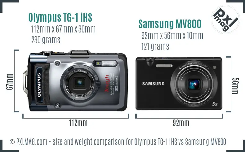 Olympus TG-1 iHS vs Samsung MV800 size comparison