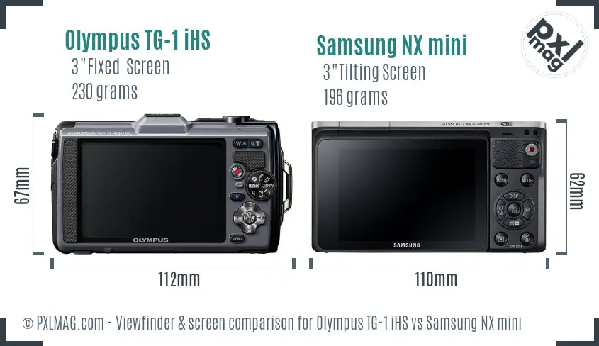 Olympus TG-1 iHS vs Samsung NX mini Screen and Viewfinder comparison