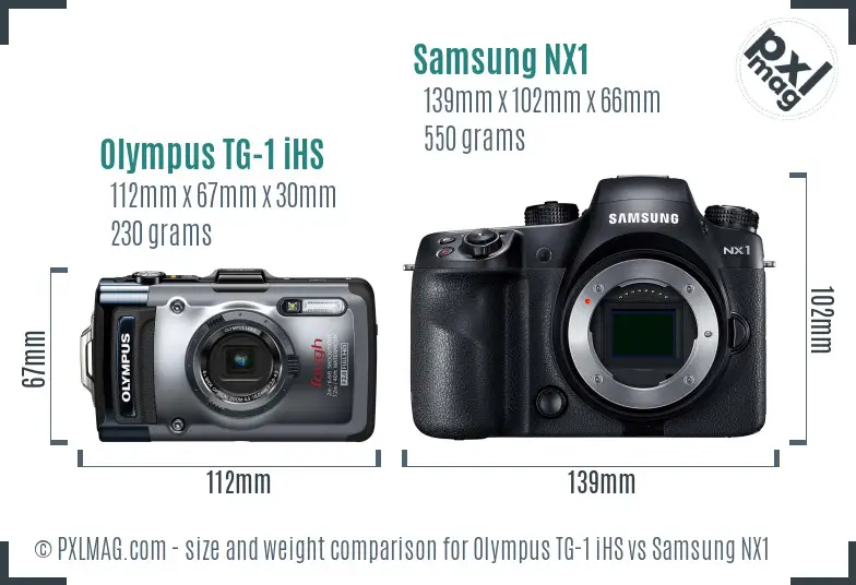 Olympus TG-1 iHS vs Samsung NX1 size comparison