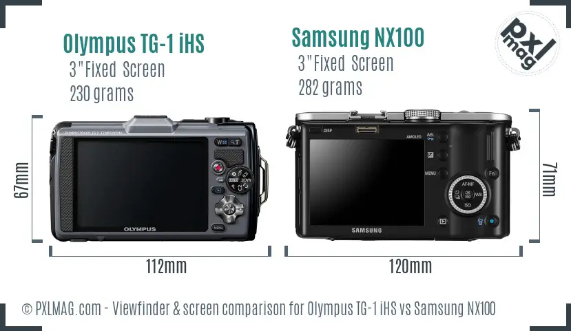 Olympus TG-1 iHS vs Samsung NX100 Screen and Viewfinder comparison
