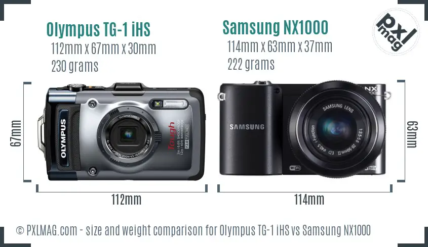 Olympus TG-1 iHS vs Samsung NX1000 size comparison