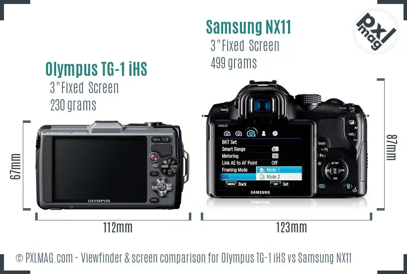 Olympus TG-1 iHS vs Samsung NX11 Screen and Viewfinder comparison