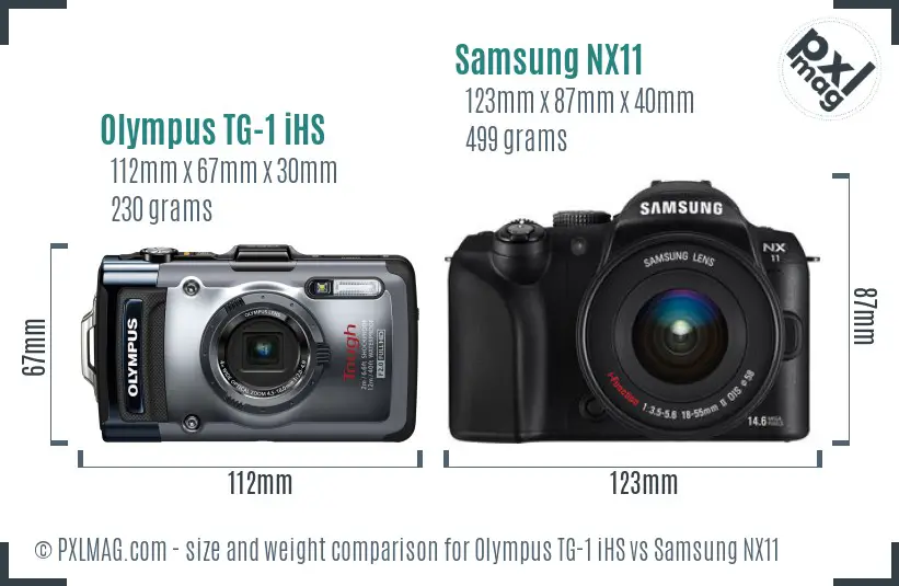 Olympus TG-1 iHS vs Samsung NX11 size comparison