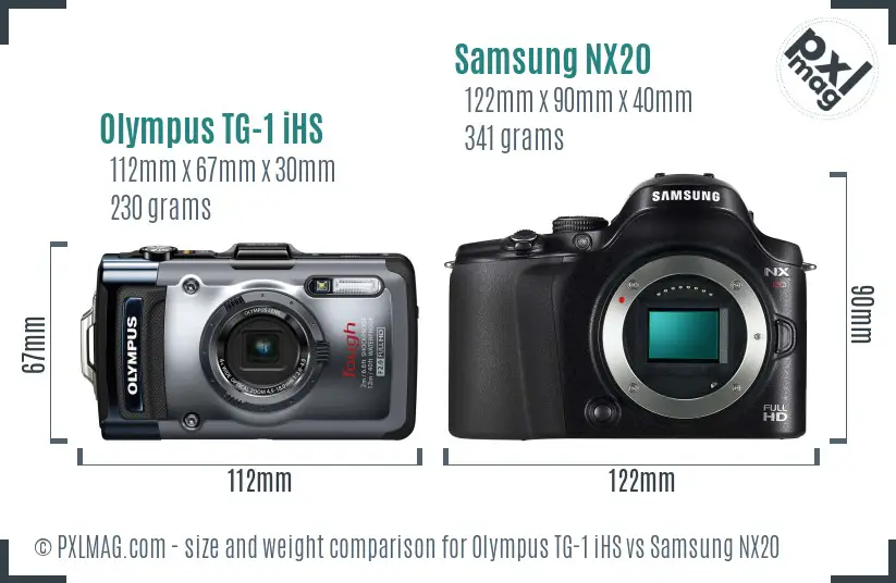 Olympus TG-1 iHS vs Samsung NX20 size comparison Olympus TG-1 iHS vs Samsung NX20 size comparison