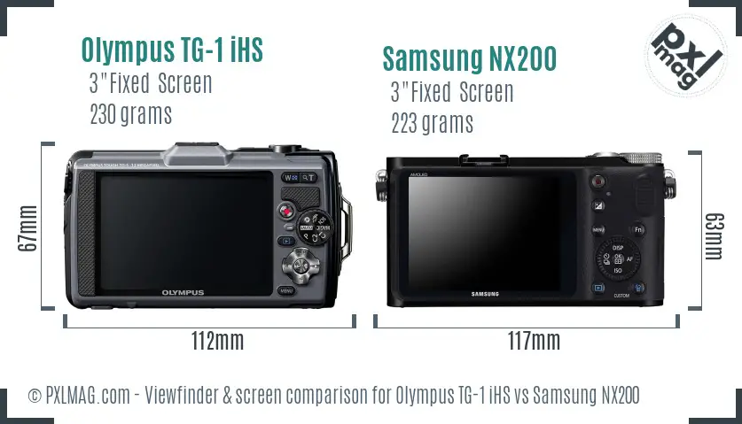 Olympus TG-1 iHS vs Samsung NX200 Screen and Viewfinder comparison