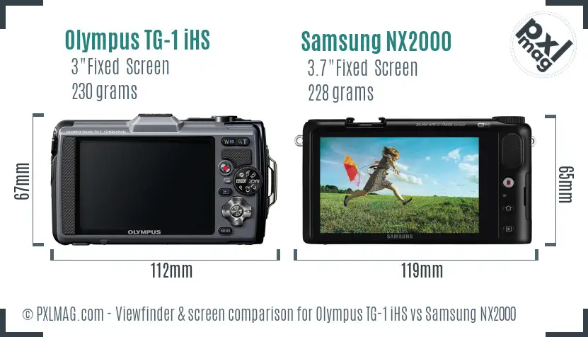 Olympus TG-1 iHS vs Samsung NX2000 Screen and Viewfinder comparison