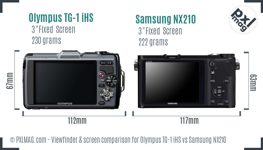 Olympus TG-1 iHS vs Samsung NX210 Screen and Viewfinder comparison