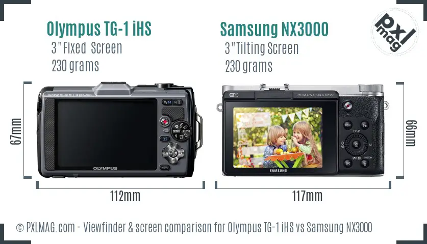 Olympus TG-1 iHS vs Samsung NX3000 Screen and Viewfinder comparison