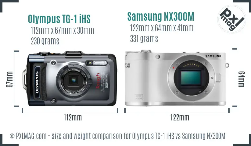 Olympus TG-1 iHS vs Samsung NX300M size comparison