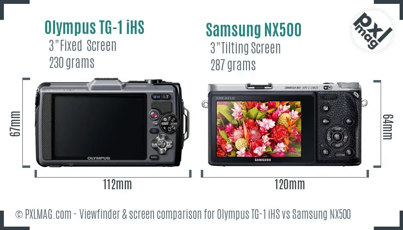 Olympus TG-1 iHS vs Samsung NX500 Screen and Viewfinder comparison