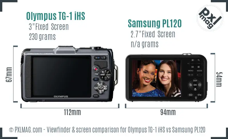 Olympus TG-1 iHS vs Samsung PL120 Screen and Viewfinder comparison