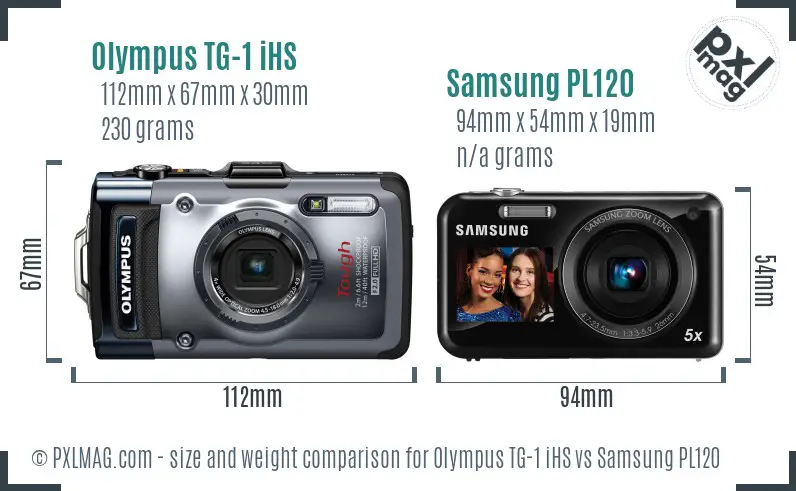 Olympus TG-1 iHS vs Samsung PL120 size comparison