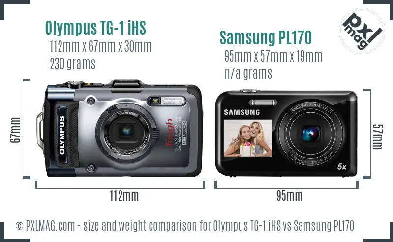 Olympus TG-1 iHS vs Samsung PL170 size comparison