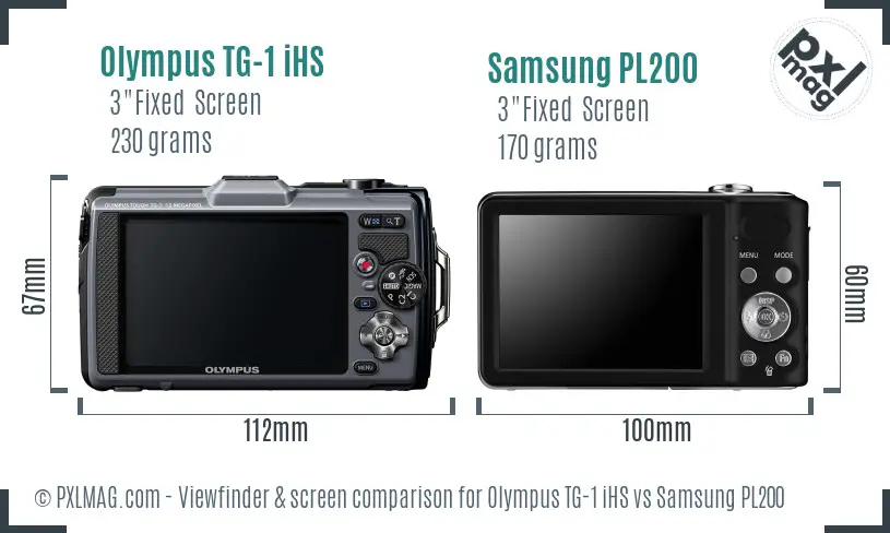 Olympus TG-1 iHS vs Samsung PL200 Screen and Viewfinder comparison