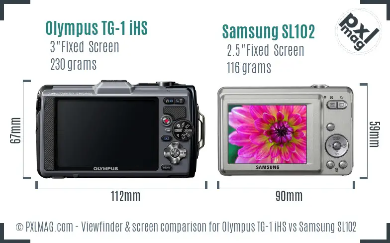 Olympus TG-1 iHS vs Samsung SL102 Screen and Viewfinder comparison
