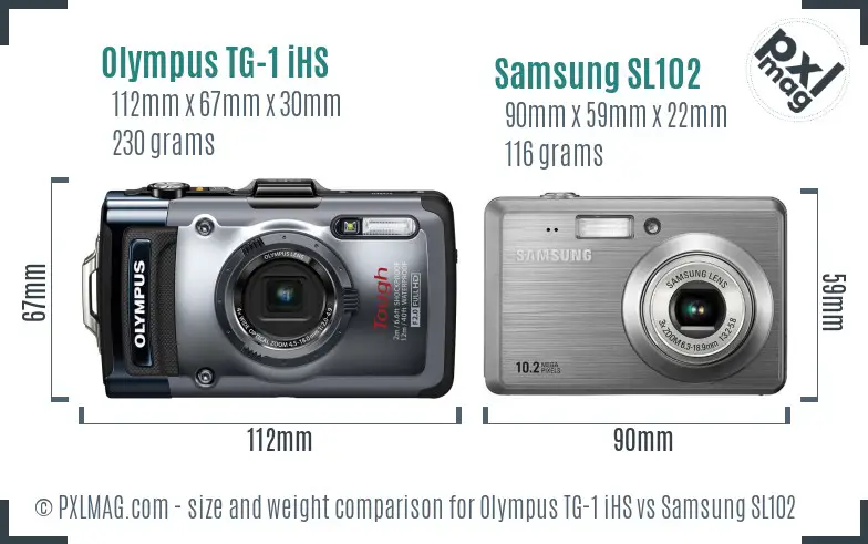Olympus TG-1 iHS vs Samsung SL102 size comparison