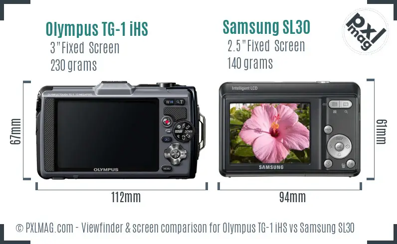 Olympus TG-1 iHS vs Samsung SL30 Screen and Viewfinder comparison