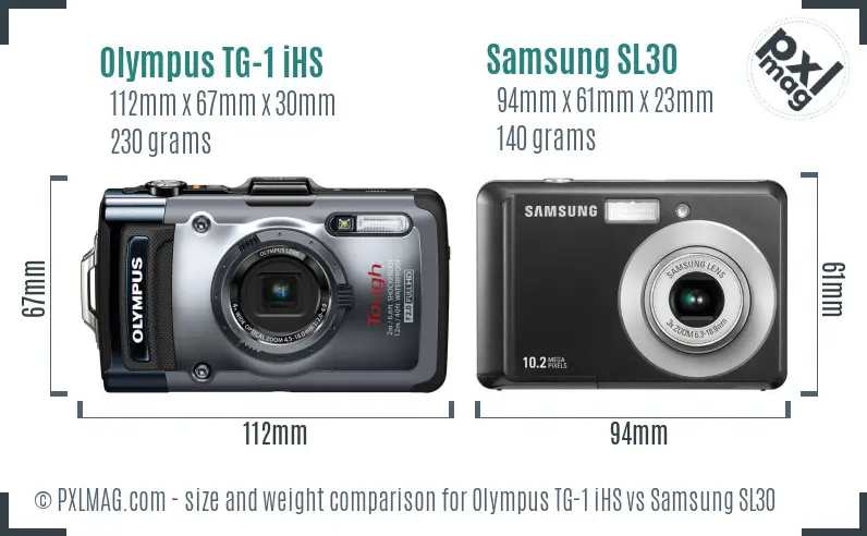 Olympus TG-1 iHS vs Samsung SL30 size comparison