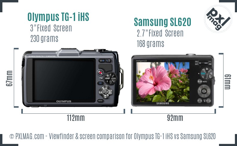Olympus TG-1 iHS vs Samsung SL620 Screen and Viewfinder comparison