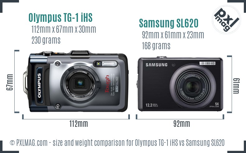 Olympus TG-1 iHS vs Samsung SL620 size comparison