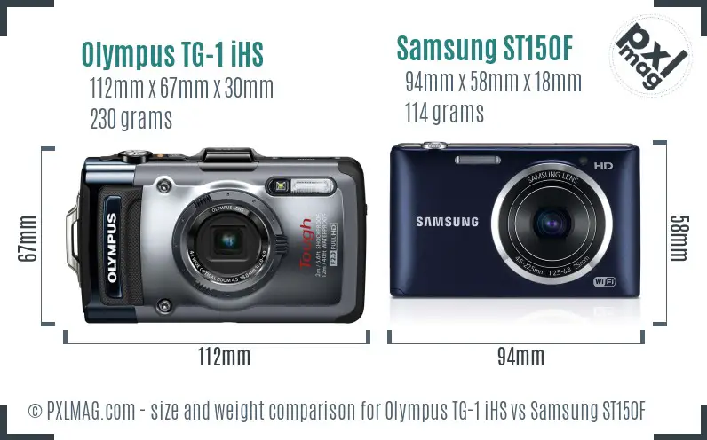 Olympus TG-1 iHS vs Samsung ST150F size comparison
