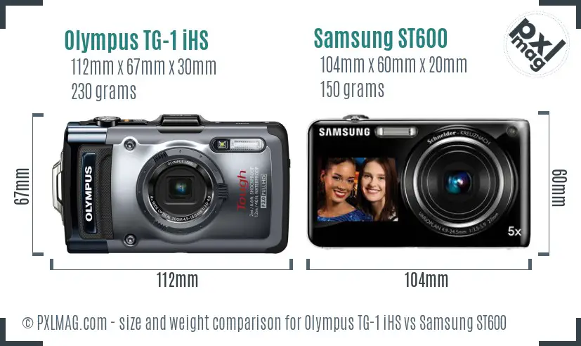 Olympus TG-1 iHS vs Samsung ST600 size comparison Olympus TG-1 iHS vs Samsung ST600 size comparison