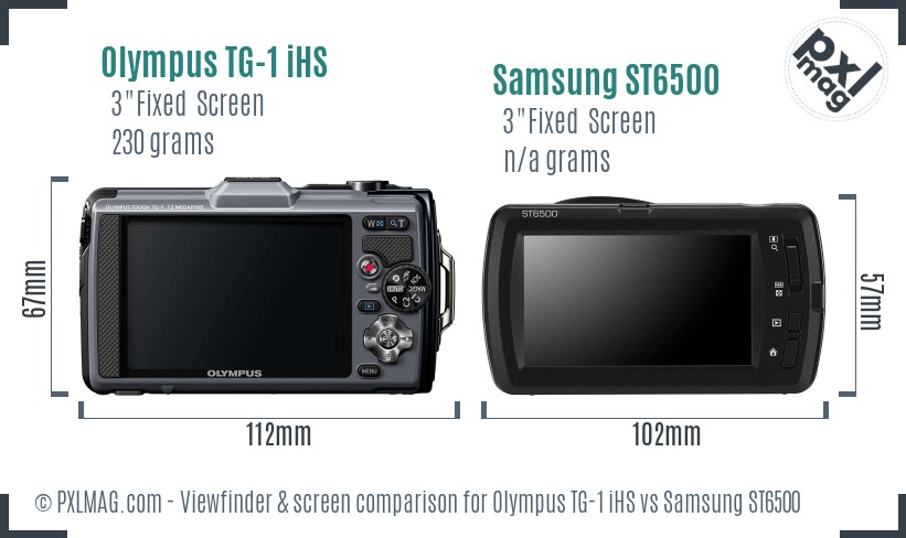 Olympus TG-1 iHS vs Samsung ST6500 Screen and Viewfinder comparison