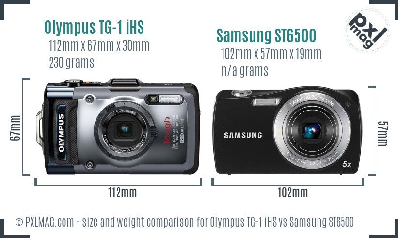 Olympus TG-1 iHS vs Samsung ST6500 size comparison