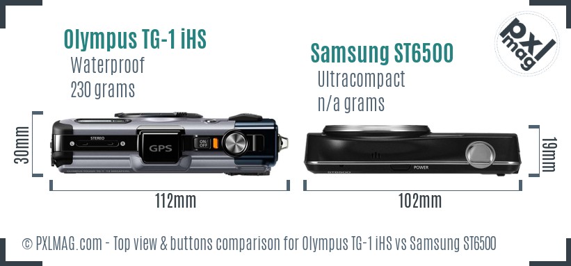 Olympus TG-1 iHS vs Samsung ST6500 top view buttons comparison