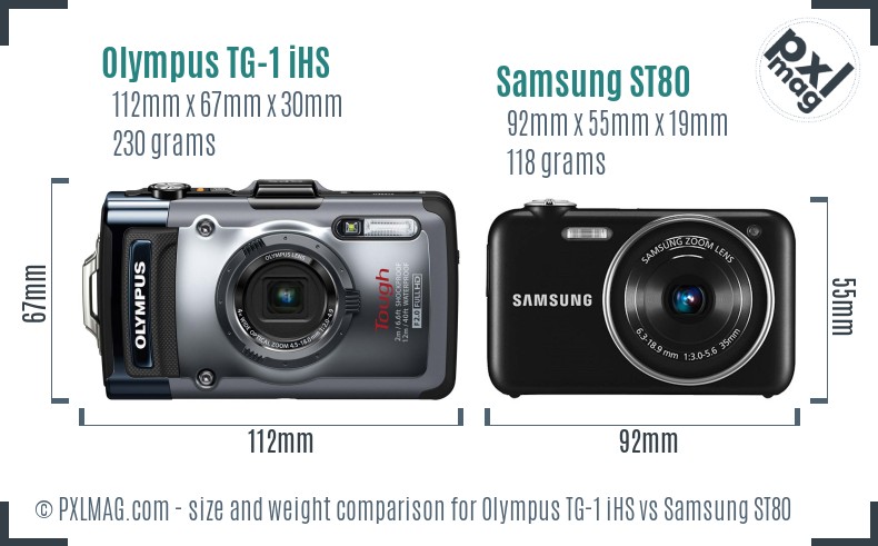 Olympus TG-1 iHS vs Samsung ST80 size comparison