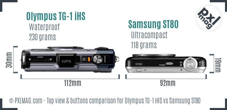 Olympus TG-1 iHS vs Samsung ST80 top view buttons comparison