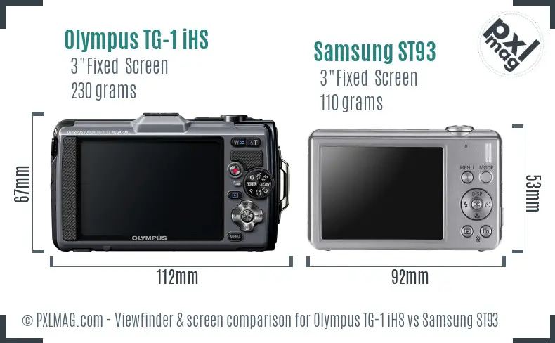 Olympus TG-1 iHS vs Samsung ST93 Screen and Viewfinder comparison
