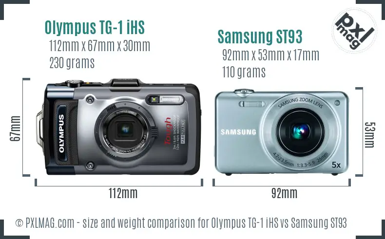 Olympus TG-1 iHS vs Samsung ST93 size comparison Olympus TG-1 iHS vs Samsung ST93 size comparison