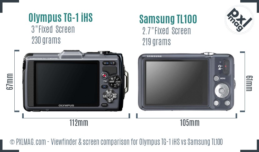 Olympus TG-1 iHS vs Samsung TL100 Screen and Viewfinder comparison