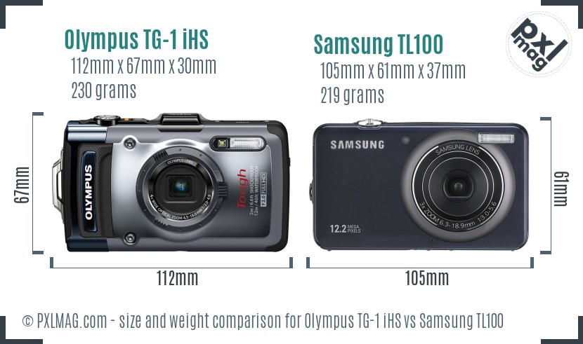 Olympus TG-1 iHS vs Samsung TL100 size comparison