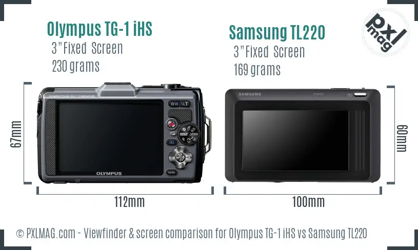 Olympus TG-1 iHS vs Samsung TL220 Screen and Viewfinder comparison