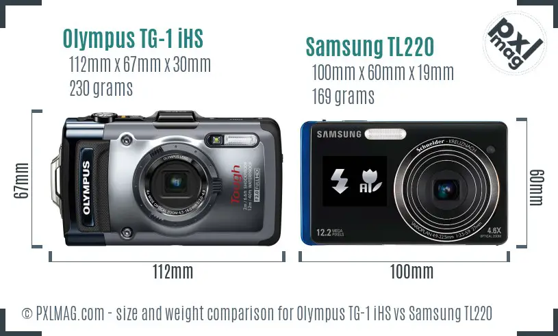 Olympus TG-1 iHS vs Samsung TL220 size comparison
