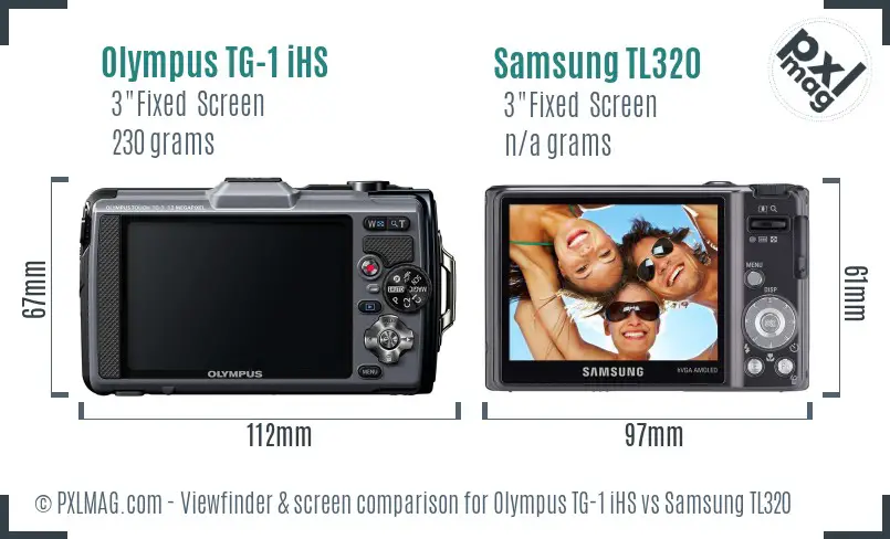 Olympus TG-1 iHS vs Samsung TL320 Screen and Viewfinder comparison