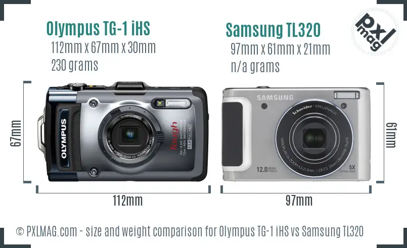Olympus TG-1 iHS vs Samsung TL320 size comparison