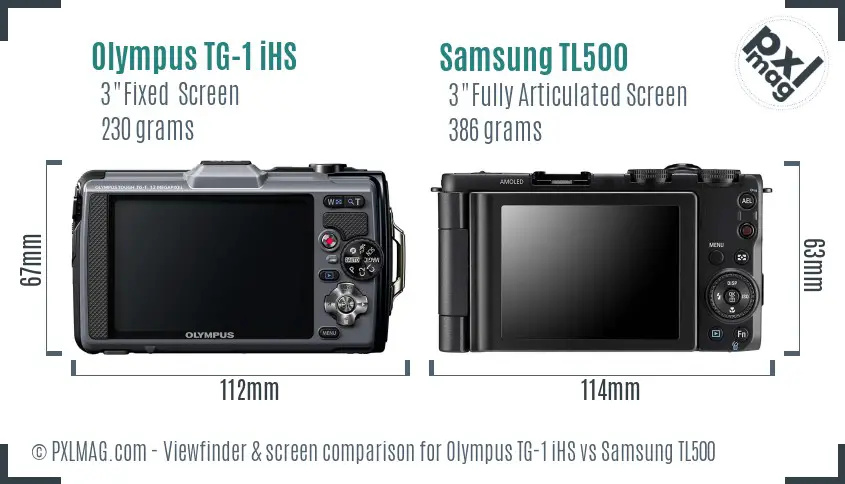 Olympus TG-1 iHS vs Samsung TL500 Screen and Viewfinder comparison