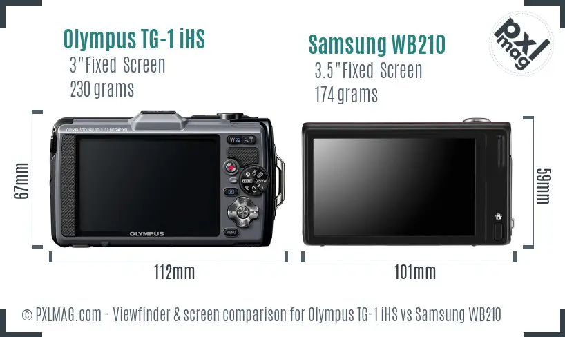 Olympus TG-1 iHS vs Samsung WB210 Screen and Viewfinder comparison