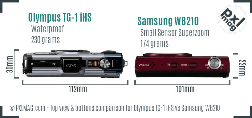 Olympus TG-1 iHS vs Samsung WB210 top view buttons comparison