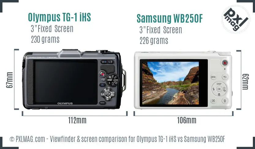 Olympus TG-1 iHS vs Samsung WB250F Screen and Viewfinder comparison