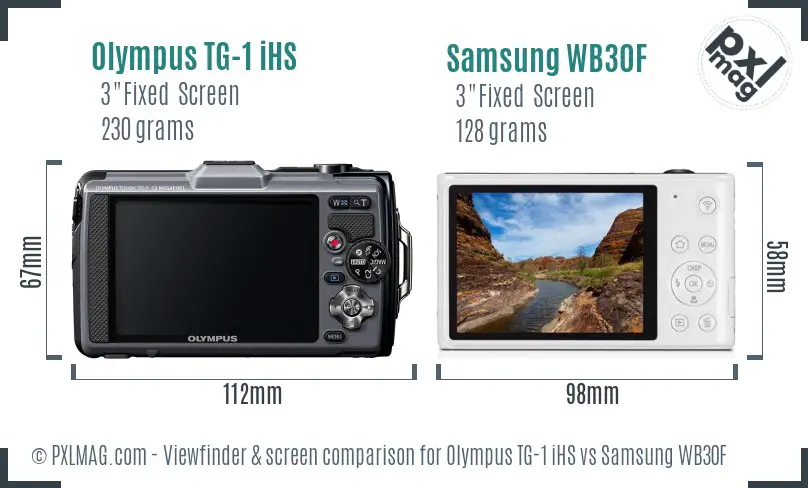Olympus TG-1 iHS vs Samsung WB30F Screen and Viewfinder comparison