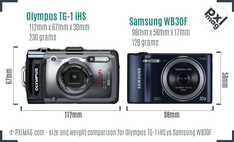 Olympus TG-1 iHS vs Samsung WB30F size comparison