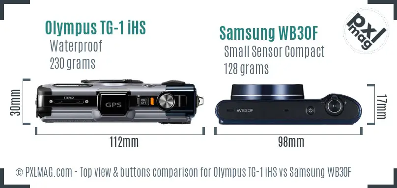 Olympus TG-1 iHS vs Samsung WB30F top view buttons comparison