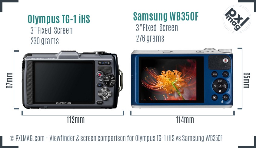 Olympus TG-1 iHS vs Samsung WB350F Screen and Viewfinder comparison