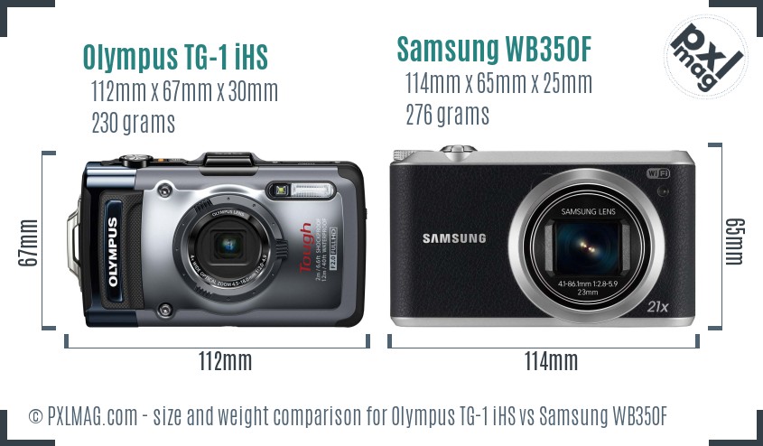 Olympus TG-1 iHS vs Samsung WB350F size comparison
