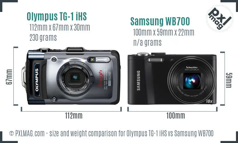 Olympus TG-1 iHS vs Samsung WB700 size comparison
